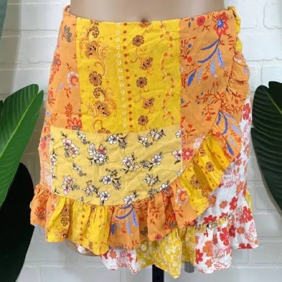 Orange patchwork skirt - Picture 2 of 5